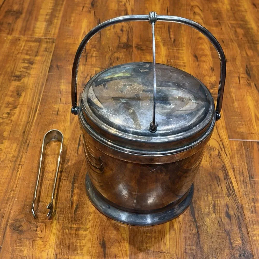 Vintage Bernard Rice's Sons Apollo E.P.C. Silver Plate 7103 Ice Bucket w/ Tongs